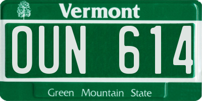 VT license plate OUN614