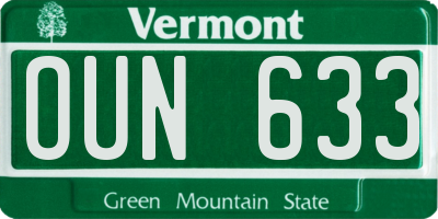 VT license plate OUN633