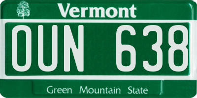 VT license plate OUN638