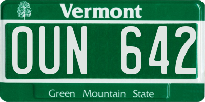 VT license plate OUN642
