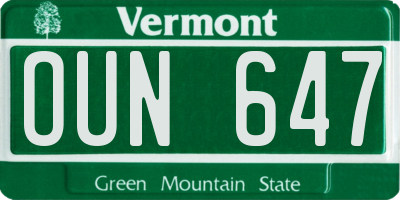 VT license plate OUN647