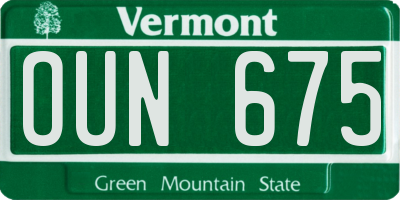VT license plate OUN675
