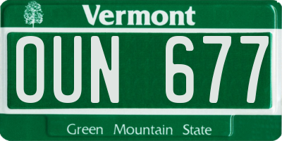VT license plate OUN677