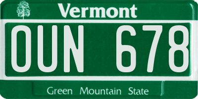 VT license plate OUN678