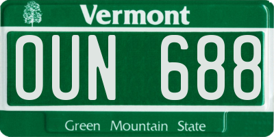 VT license plate OUN688