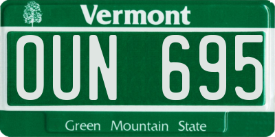 VT license plate OUN695