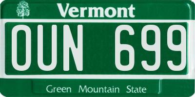 VT license plate OUN699