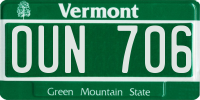 VT license plate OUN706
