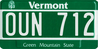VT license plate OUN712