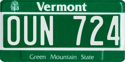 VT license plate OUN724