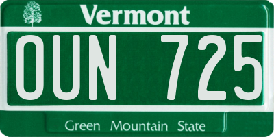 VT license plate OUN725