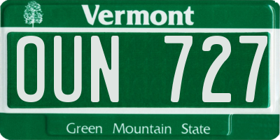 VT license plate OUN727
