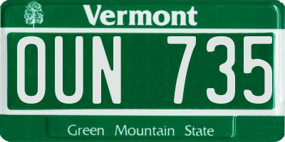VT license plate OUN735
