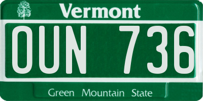 VT license plate OUN736