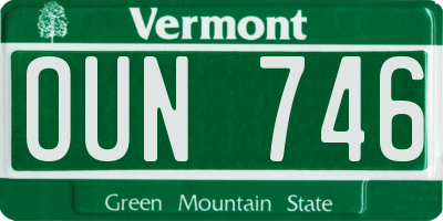 VT license plate OUN746