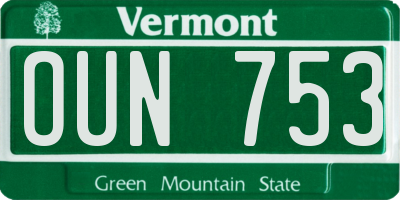 VT license plate OUN753