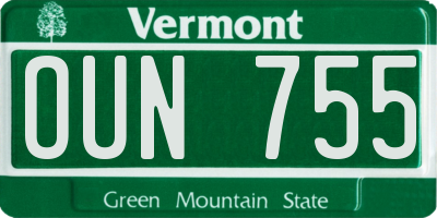 VT license plate OUN755
