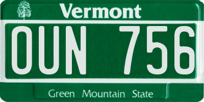 VT license plate OUN756