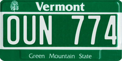 VT license plate OUN774