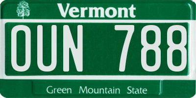 VT license plate OUN788