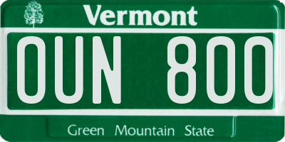 VT license plate OUN800