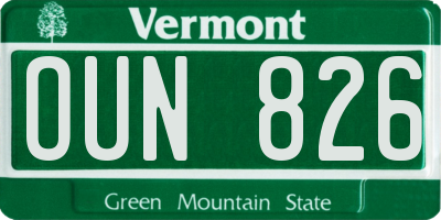 VT license plate OUN826