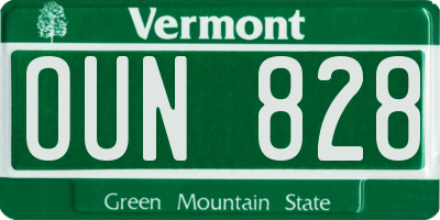 VT license plate OUN828
