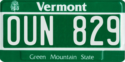 VT license plate OUN829