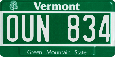 VT license plate OUN834