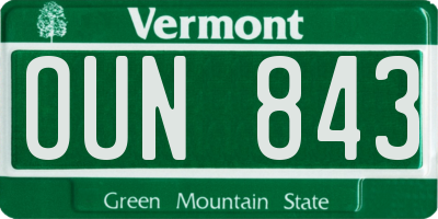 VT license plate OUN843