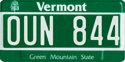VT license plate OUN844