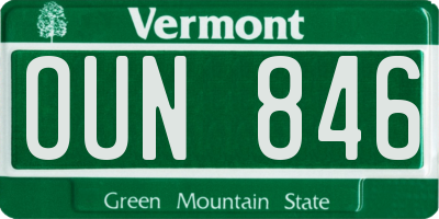 VT license plate OUN846
