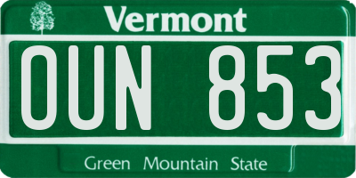 VT license plate OUN853