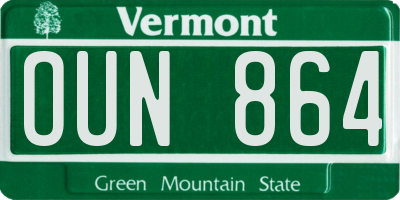 VT license plate OUN864