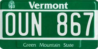 VT license plate OUN867