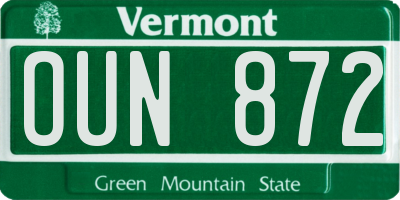 VT license plate OUN872