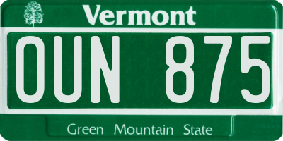 VT license plate OUN875