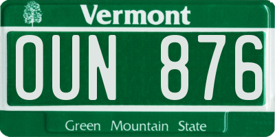 VT license plate OUN876