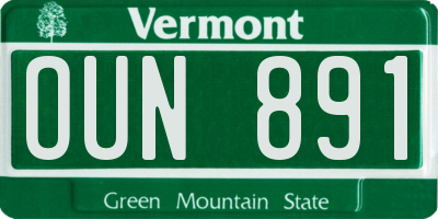 VT license plate OUN891