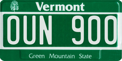 VT license plate OUN900