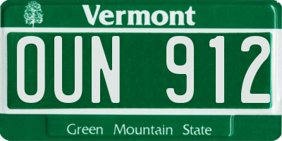 VT license plate OUN912
