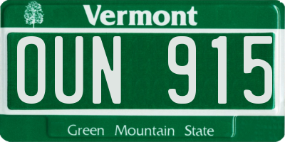 VT license plate OUN915