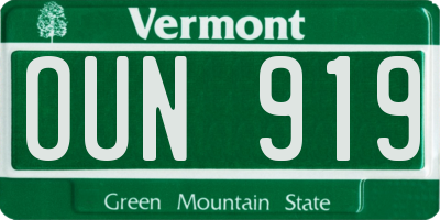 VT license plate OUN919