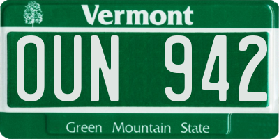 VT license plate OUN942