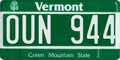 VT license plate OUN944