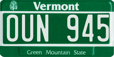 VT license plate OUN945
