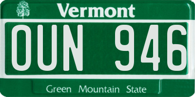VT license plate OUN946