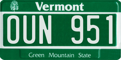 VT license plate OUN951