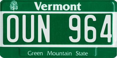 VT license plate OUN964