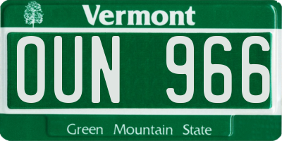 VT license plate OUN966
